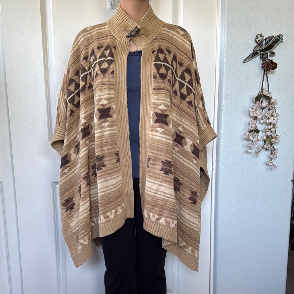Nwt Fabulous Lrl Ralph Lauren Camel Knit Poncho S M Native American